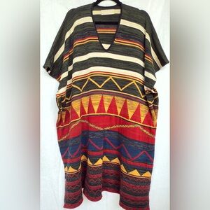 Zara Trafaluc 100% Cotton Poncho Split Hems on Both Sides -Wear with or w/o belt